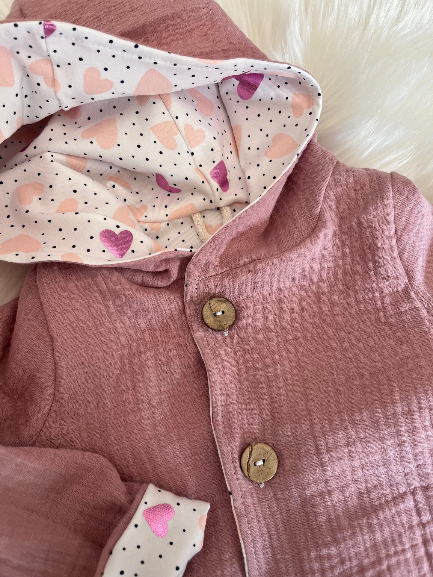 Musselinjacke mit Jersey gefüttert